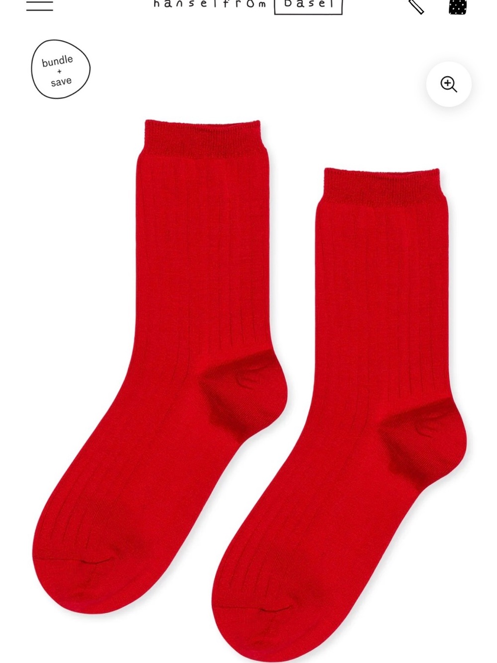 Women’s Red Ribbed Crew Socks by Hansel from Basel
